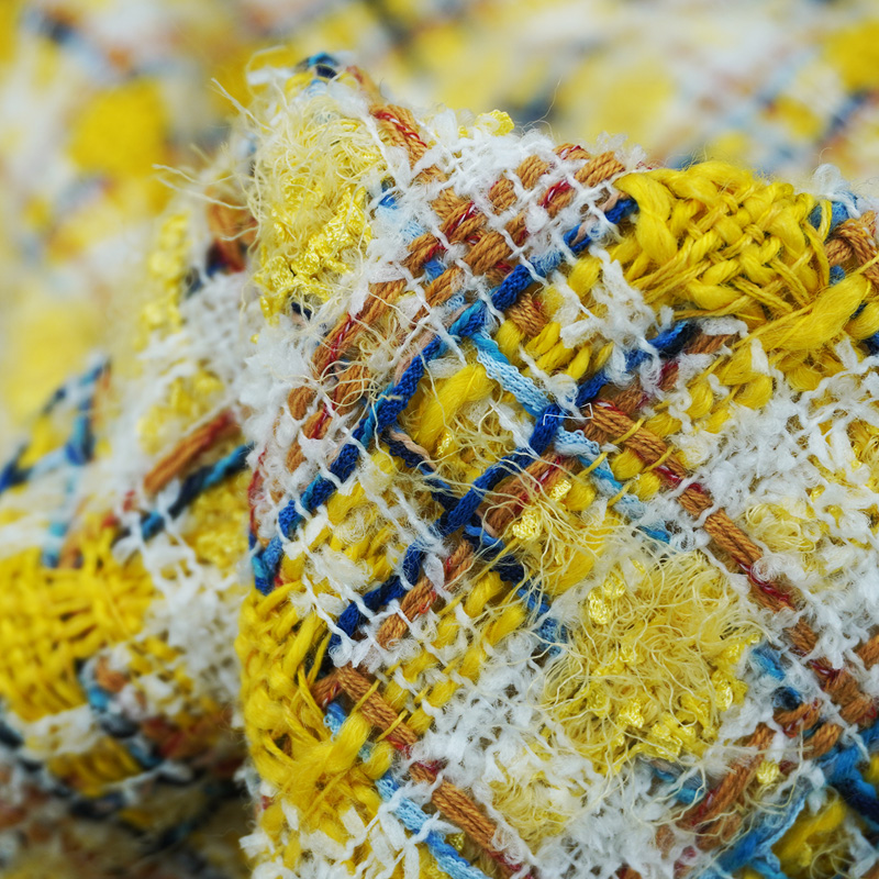Sewing Tweed - Tissu Bouclé Jaune Multicolore Style Vibrant,