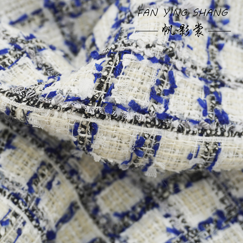 Sewing Tweed - Bleu noir Plaid papillon gaze laine