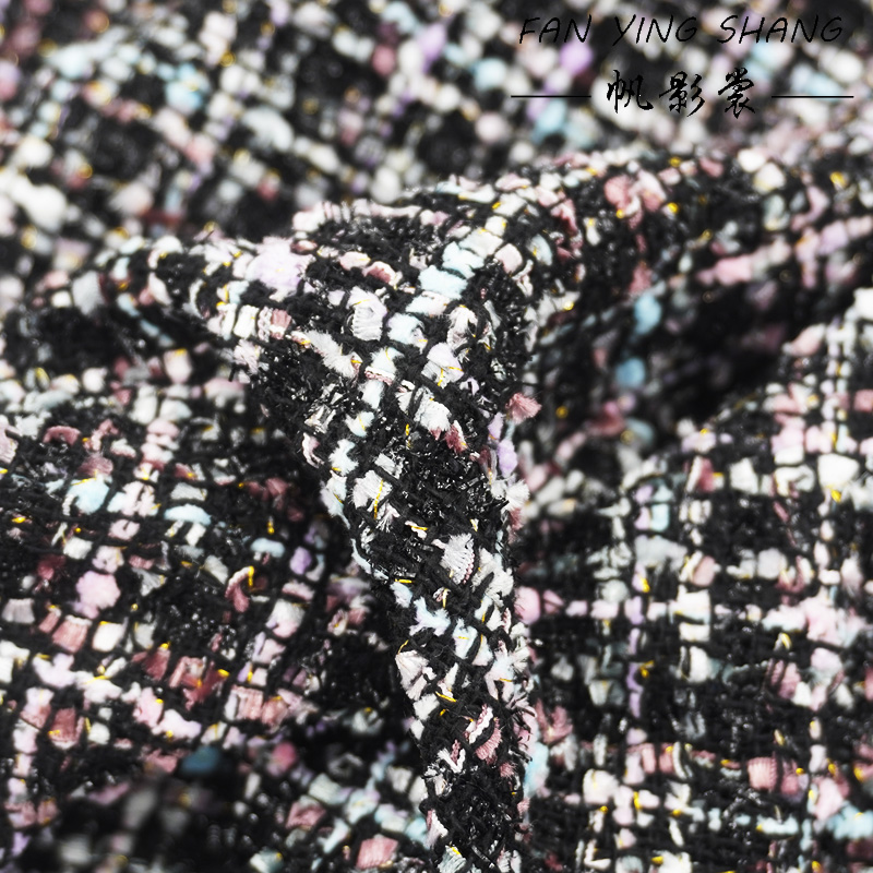 Sewing Tweed - Tissu Tweed Élégance à Carreaux Noirs