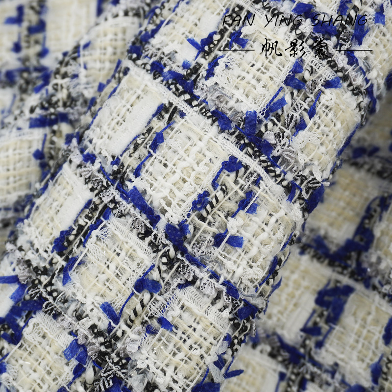 Bleu noir Plaid papillon gaze  - Sewing Tweed avis et prix