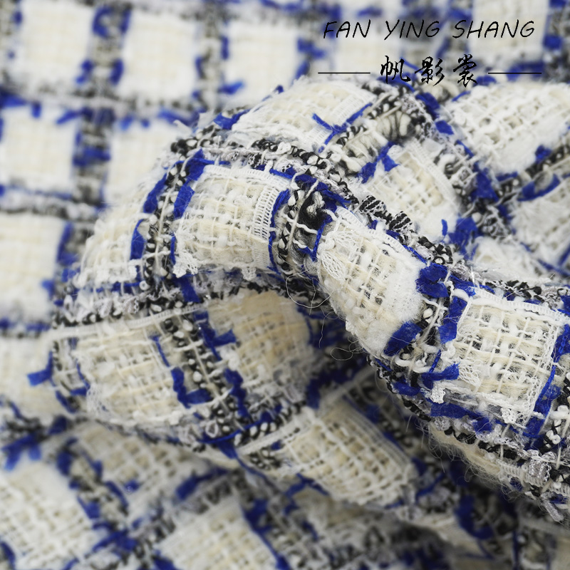 Bleu noir Plaid papillon gaze  - Sewing Tweed avis et prix