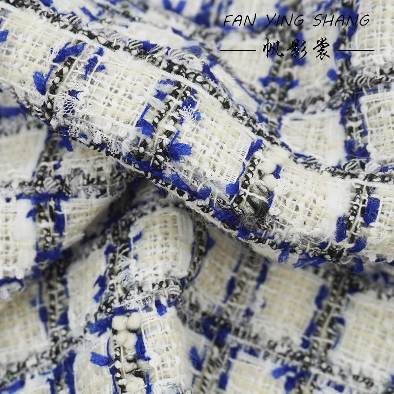 Bleu noir Plaid papillon gaze  - Sewing Tweed avis et prix